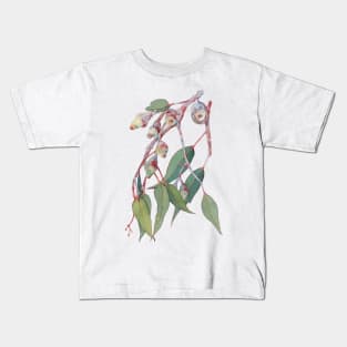 Australian native eucalyptus tree branch watercolour Kids T-Shirt